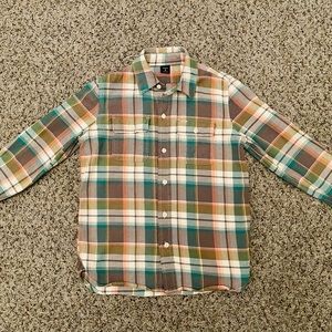 Long Sleeve Fall Plaid Pocket Boys Shirt